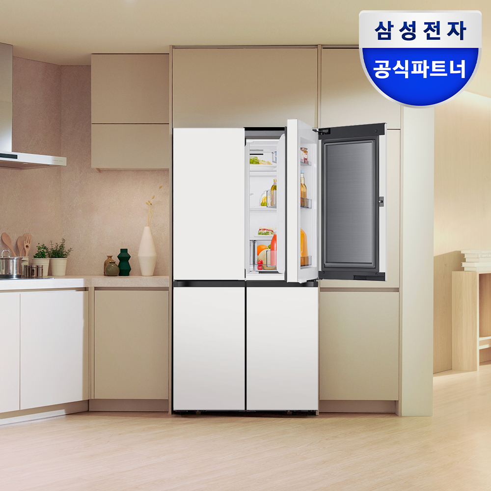 [혜택가199만원대] 삼성 비스포크 AI 냉장고 4도어 902L 1등급 푸드쇼케이스 에센셜 화이트(RM70F90M1ZD)