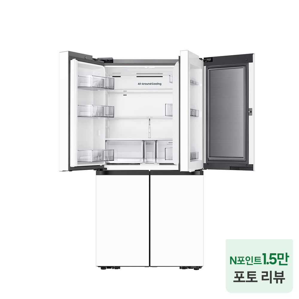 [혜택가199만원대] 삼성 비스포크 AI 냉장고 4도어 902L 1등급 푸드쇼케이스 에센셜 화이트(RM70F90M1ZD)