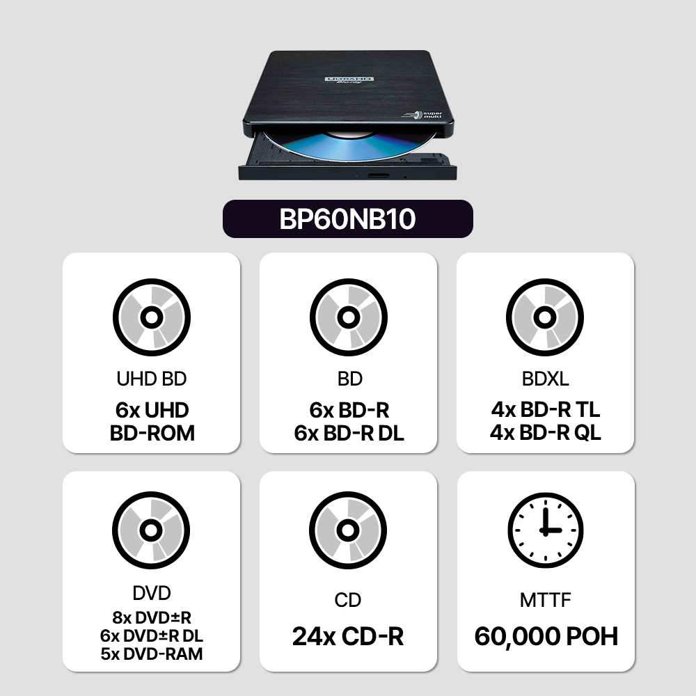 BP60NB10 영화 콘서트 블루레이 DVD CD 재생 리핑 노트북 외장 ODD