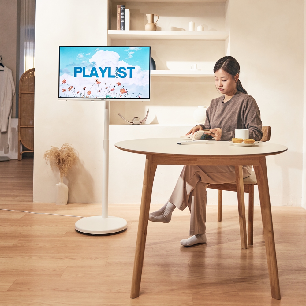 와이드무빙뷰 화이트에디션 삼탠바이미V3 셋트 QLED 81cm(32인치) FHD 스마트 이동식 TV 유압식 높이조절 중소바이미 자가설치
